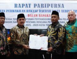 Seluruh Fraksi DPRD Tebing Tinggi Setujui Ranperda APBD 2024 dan RPJMD 2025-2029