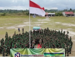 Pasukan Yonif TP. 955/Hoda Sihapaspili di markas sementara komplek Stadion Simangaronsang, Doloksanggul.(Ft. disk/Instrumentasi.com)