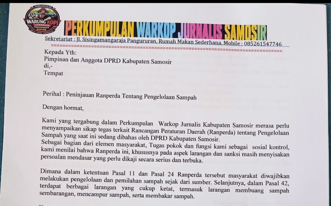 Warkop Jurnalis surati DPRD Kabupaten Samosir, masalah pembakaran sampah, Rabu 25 Maret 2026 (Foto: dok Instrumentasi.com).