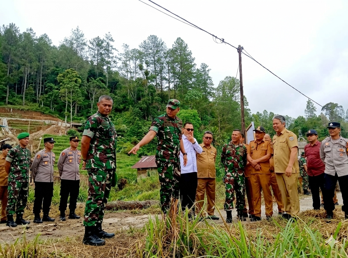 prosesi peletakan batu pertama (groundbreaking) yang dihadiri oleh Wakil Bupati Taput, Deni Parlindungan Lumbantoruan, bersama Komandan Kodim (Dandim) 0210/TU, Letkol Kav. Ronald Tampubolon.