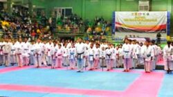 Dahnil Ginting, Anggota DPRD Kabupaten Deli Serdang Fraksi Gerindra, membuka Kejuaraan Nasional (Kejurnas) Gojuryu Karate-Do Association Indonesia (Goju Ass) Tahun 2026 di GOR Bandung, Sabtu (04/04/2026).