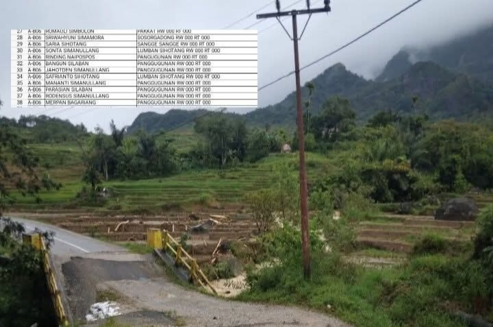 Kondisi jembatan di kawasan Dolok Pinapan Pasca Banjir Bandang.