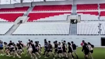 Tangkapan layar video viral BanBan lari di Stadion Teladan Medan.