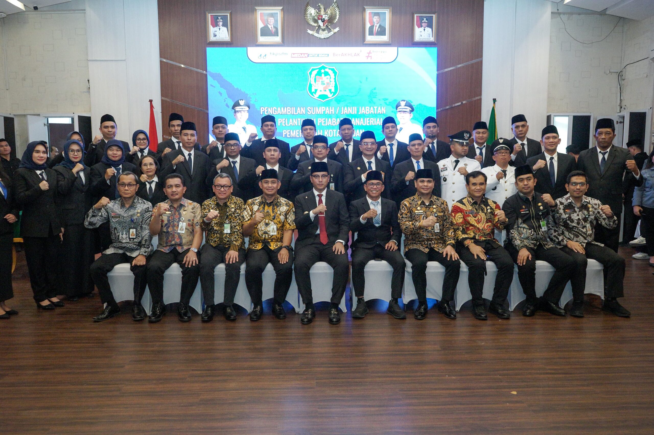 Wali Kota Medan, Rico Tri Putra Bayu Waas kembali melantik sebanyak 69 Pejabat Manajerial di lingkungan Pemko Medan, Kamis (18/6/2026), di Balai Kota.