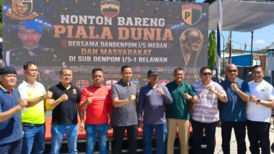 Pererat Hubungan dengan Masyarakat, Dandenpom 1/5 Medan Gelar Nobar Piala Dunia di Medan Utara