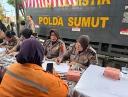 Polwan Polda Sumut Gelar Bakti Kesehatan, 200 Warga Belawan Dapat Pengobatan Gratis