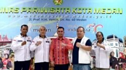 Ketua KORMI Medan Idrus Djunaidi bersama Sekretaris, Benny HD Pane dan Ketua Bidang Humas dan Publikasi Media, Johannes Hutabarat serta Wakil Ketua Donny, diterima langsung Kepala Dinas Pariwisata Kota Medan, M. Odi Anggia Batubara SSTP., MM, bersama Sekdis Pariwisata T Robi Chairi S.IP. M.Si