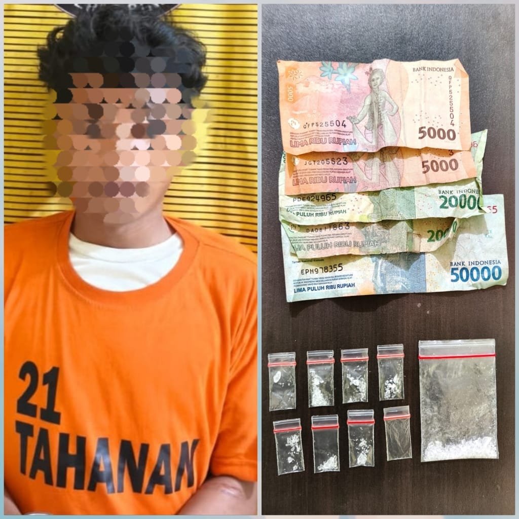 Petugas Satresnarkoba Polres Binjai mengamankan terduga pengedar sabu MIH (18) beserta barang bukti 8 klip sabu seberat 4,67 gram dan uang tunai Rp100 ribu di Jalan Kasturi, Binjai Barat, Minggu (27/9/2026) malam.