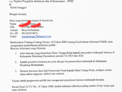 Dinas Kopenaker Humbahas Bungkam, Surat Permohonan Informasi KIP Belum Dijawab