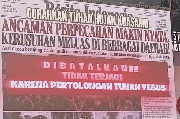 Ribuan umat mengikuti Konser Doa untuk Bangsa dan Negara Indonesia di Museum Keprajuritan TMII Jakarta, Sabtu (10/10/2026) pagi.