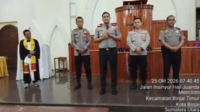 Kapolres Binjai Hadiri Minggu Kasih di GBKP Simpang Awas, Ajak Jemaat Jaga Kamtibmas